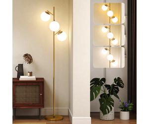 Floor Lamp 3 Glass Globes Gold Metal Tree Tall 169cm Φ27cm Base Modern for Home