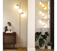 Floor Lamp 3 Glass Globes Gold Metal Tree Tall 169cm Φ27cm Base Modern for Home