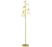 Floor Lamp 3-Light Industrial Gold Tone Steel Cage Dimmable 170.5cm Tall Stable