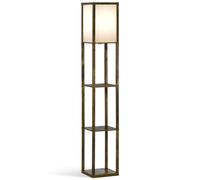 HOMCOM Modern 3 Tier Floor Lamp with Shelves - Brown and Acrylic