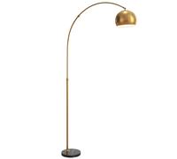 Floor Lamp Arched Gold Tone Metal Marble Base 180cm Tall E27 Socket Footswitch. [EEK: Unbranded]