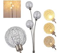 Floor lamp Bernado infinitely dimmable, Floor lamp Nickel matt/Silver Colour, 3-Flame, G9, with 3 Wire Globes, arc lamp for Living Room, Bedroom, Hallway, with Foot Switch on Cable, Without Bulbs