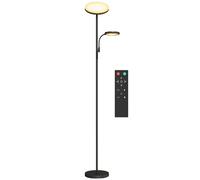 Floor Lamp Black Metal PC 175cm Dual-Head LED Reading Night Breastfeeding Remote [EEK: Unbranded]
