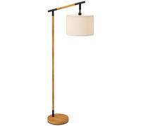 Floor Lamp Brown Metal & Fabric 165cm Adjustable Shade 350° Rotating Footswitch