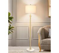 Floor Lamp,Floor Lamps for Living Room, Gold Standing Lamp with Fabric Lampshade,3 Colors Temperature,Adjustable Height Modern Tall Standard Lamps for Bedroom Office(9W Bulb Included)
