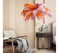 Floor Lamp, Floor Light Standing Reading Lamp Unique Colorful LED Floor Lamp, Elegant Ostrich Feather All Copper Standing Lamp, Romantic Shop Window Decor Tree Lamp, 35 Feathers, H:2m, (Tricolor)