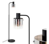 Floor lamp Gafa, Modern Floor lamp Made of Metal/Glass in Black/Smoke/Clear, Floor lamp with Foot Switch on The Cable and lampshade Made of Glass (Ø 15 cm), 1 x E27, Without Bulbs