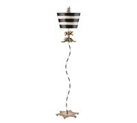 Floor Lamp Gold Leaf & Black Striped Stem Star Base Striped Shade LED E27 100W