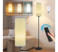 Floor Lamp Grey Standing Lamp with Remote Control, Dimmable Color Temperatures, 9W Bulb Included, Modern Black Pole Standard Corner Lamp with Foot Switch for Living Room Bedroom (Black + Gray)