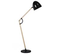 Beliani Floor Lamp Hetton Adjustable Oak Wood Black, Black