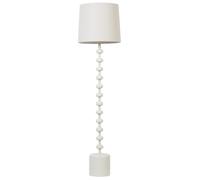 Beliani Modern Floor Lamp Linen Shade Metal Base Accents White Krios