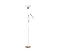 Floor Lamp Light Bronzed Shade White Plastic Glass Bulb E27 E14 1x60W 1x25W Loops White One Size