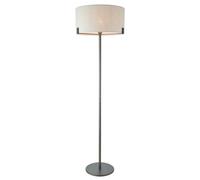 Floor Lamp Light Brushed Bronze & Natural Linen 60W E27 Base & Shade
