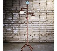 Floor Lamp Light Industrial Retro E27 Double Head Do The Old Antique Copper Wrought Iron Water Pipe Standing Lamp 1.53M with Dimming Switch for Bar Cafe Restaurant Living Room Bedroom Office
