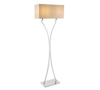 Floor Lamp Light Polished Nickel & Beige Fabric 2 x 60W E27 Complete Lamp Loops Metallics One Size