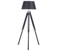 Beliani Floor Lamp Madeira Pine Wood Black, Black