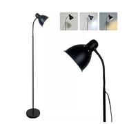 Floor Lamp Metal Standing Adjustable Neck Heavy Metal Base Reading Home Light | LED Floor Light for Bedroom, Living Room - Bulb Not Include (Black)