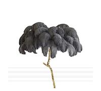 Floor lamp Modern Ostrich Feather Floor Lamp Living Room Bedroom Indoor Lighting Standing Lamp (Body Color : 80CM Lampshade Color : White) (Gray Black 80CM)
