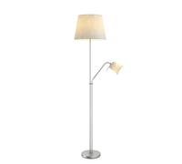 Floor Lamp 'Nantwin' (Modern) in Silver Made of Textile for e.g. Living Room & Dining Room (1 Light Source, E27) from Lindby | Standard Lamp