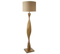 Endon 95454 Abia 1lt Floor Oak effect resin & natural linen 10W LED E27 (Required)