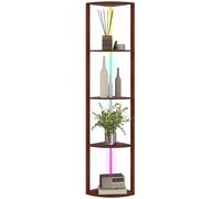 Floor Lamp Oak MDF 163cm Tall 5-Tier Shelves RGB LED Remote Corner Base 42x29cm