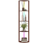 Floor Lamp Oak MDF 163cm Tall 5-Tier Shelves RGB LED Remote Corner Base 42x29cm
