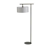 Floor Lamp Painted Dark Brown Grey Cylinder Shade Dark Brown LED E27 60W Bulb