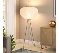 Floor lamp Paper,Tripod Floor Lamp Unusual,Rice Paper Japanese Lamps,Tall Lamps for Living Room,Home Office Decorative,Standing Light Bedroom,Black Tripod Stand,E27 Base Holder,Off White Lampshade