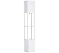 Floor Lamp Shelf White 26x26x156cm MDF Terylene Cotton 2 Shelves Corner Ambient [EEK: Unbranded]