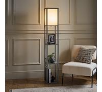 ValueLights Struttura 3 Shelf Fabric Shade Grey Shelving Unit Floor Lamp - Size: 159 x 26 x 26cm - Wilko
