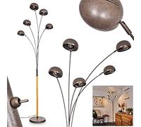 Floor lamp Siamado, Floor lamp Made of Metal in Nickel-Antique/Wood-Look, Modern lamp with Adjustable Light arms and on/Off Switch on The housing, Height max. 210 cm, 5 x E14, Without Bulbs