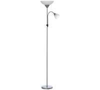 Floor Lamp Silver 179.5cm Steel Mother-Child Uplighter with Gooseneck Arm Dual. [EEK: Unbranded]