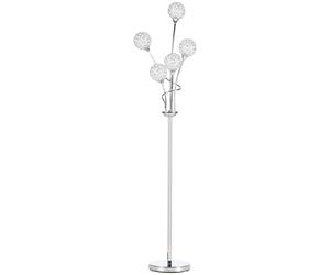 Floor Lamp Silver K9 Crystal Metal 156cm 5Light Upright Beaded Lamp 34x25cm Base