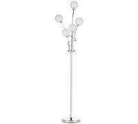 Floor Lamp Silver K9 Crystal Metal 156cm 5Light Upright Beaded Lamp 34x25cm Base