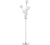 Floor Lamp Silver K9 Crystal Metal 156cm 5Light Upright Beaded Lamp 34x25cm Base