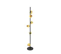 Floor Lamp Six Golden Glass Floor Lamps Beside The Sofa in the Living Room and Black Iron Table Lamps Beside the Bed in the Bedroom Standing Lamp