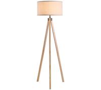 HOMCOM Rubber Wood Tripod Floor Lamp Beige | TJ Hughes
