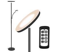 Floor Lamp,Totofac Sky LED Modern Torchiere 3 Color Temperatures Super Bright Floor Lamps,27W Main Light and 7W Side Reading Lamp for Living Room, Bedroom, Work with Remote Control & Touch Control