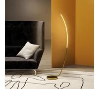 HOMCOM LED Floor Lamp with 3 Adjustable Brightness, Modern Dimmable Standing Lamp with Foot Switch for Bedroom, Living Room, Gold Tone