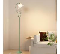 Floor Lamps for Living Room with 3 Color Temperature LED Bulb Mid Century Modern Tall Standing Lamp Acrylic Shade, Foot Switch Green Iron Floor Lamp for Bedroom Office Farmhouse