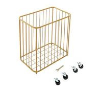 Floor Laundry Hamper with Wheels, Modern Laundry Basket Cart Rolling Storage Hamper Metal Storage Cart Gold for Bathroom Laundry Room Bedroom Living Room(Gold)