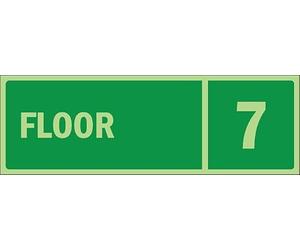 Floor level 7, glow in the dark emergency sign - 1.2mm Photoluminescent rigid plastic (300mm x 100mm)