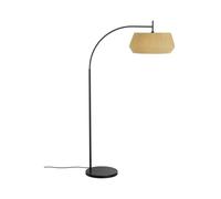 Nordlux Dicte floor lamp, hand bound lampshade, amber