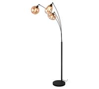 Floor Light Black Lumina 3 Matt Amber Glass Trio 417000313
