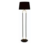 Satin Brass Black and Black Velvet Shade Free Standing Standard Floor Lamp Light