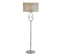 Floor Light Silver Loopy Chrome White Faux Silk Searchlight 69042CC