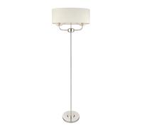 Floor Light Silver Nixon Nickel Vintage White Faux Silk Lamp Endon 60803