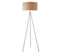 Luminosa Lighting Luminosa Tri 1 Light Floor Lamp Matt Nickel, Grey Linen Effect, E27