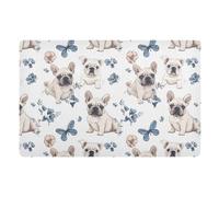 Floor Mat 32x20in Non-Slip Rubber Backing Doormat Washable Entryway Rugs All-Season All-Weather Entry Mat for Entryway Front Back Door Aesthetic Bulldog Dogs White