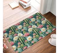 Floor Mat Cactus Pink Flower Absorbent Welcome Mat Dirt Trapper Front Doormats For Bedroom Bathroom Back Door 60X40Cm
